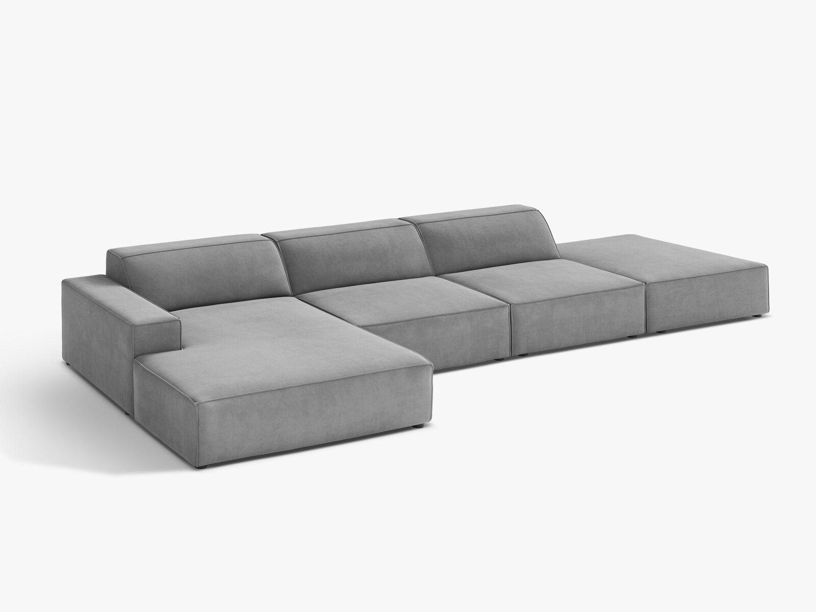 Micadoni Ecksofa Jodie 5-Sitzer Samt Venus Hellgrau Links