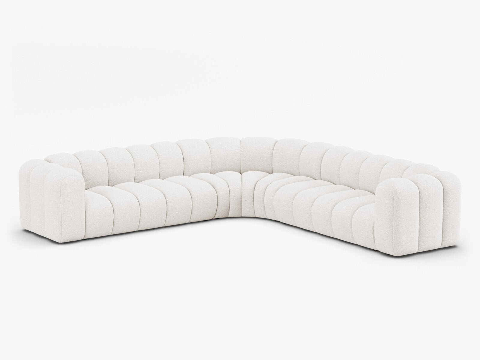 Micadoni symmetrisches Ecksofa Lupine 5-Sitzer  Boucle Baloo Weiß