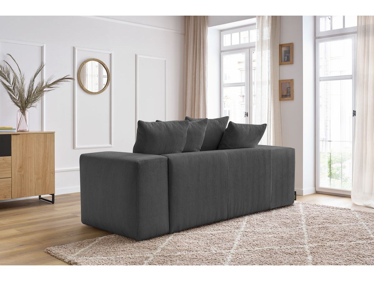 Bobochic Voltaire Sofa 2-Sitzer Cordsamt Dunkelgrau