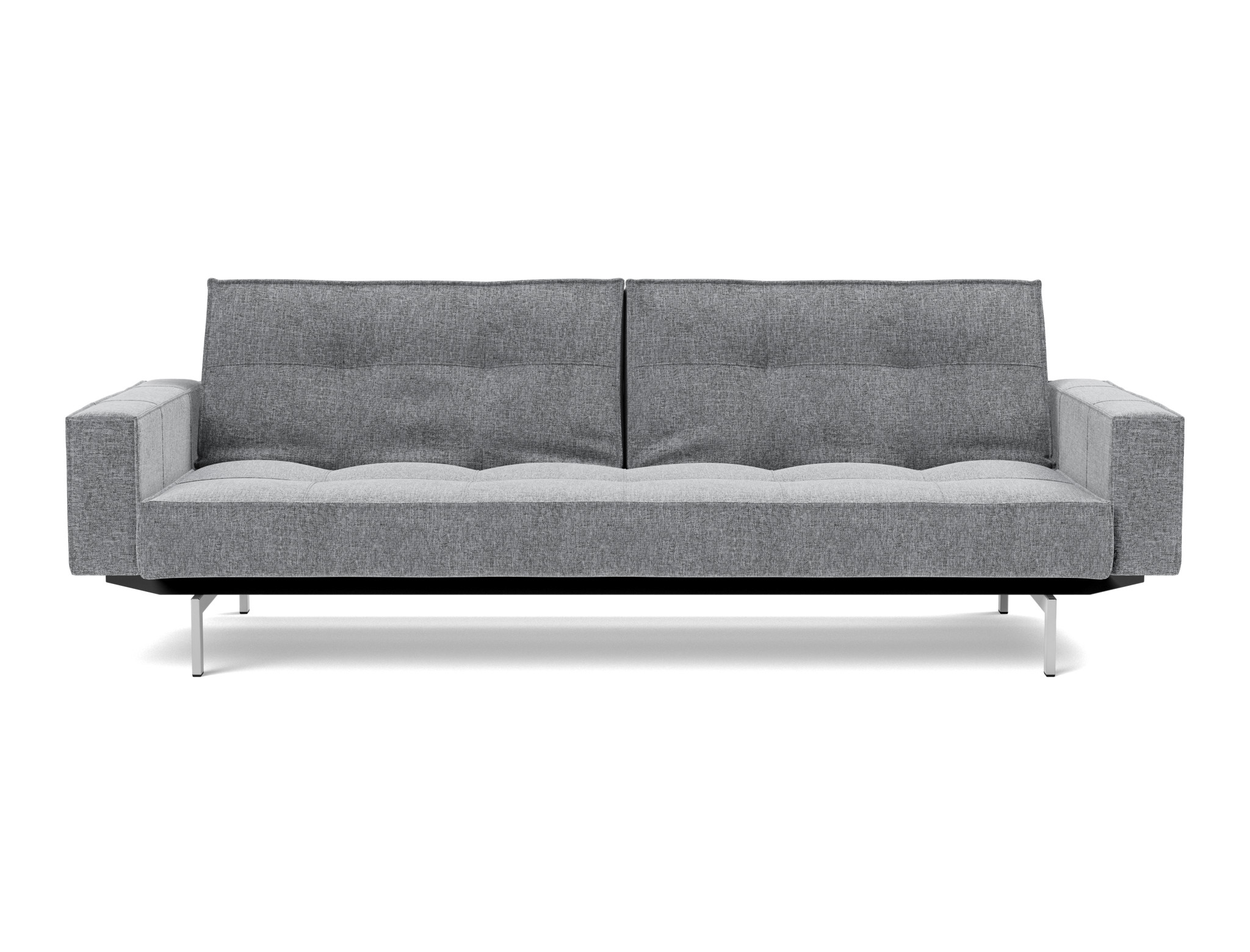 Schlafsofa Splitback mit Armlehnen Strukturierter Stoff Twist 565-Granite Beine Chrom
