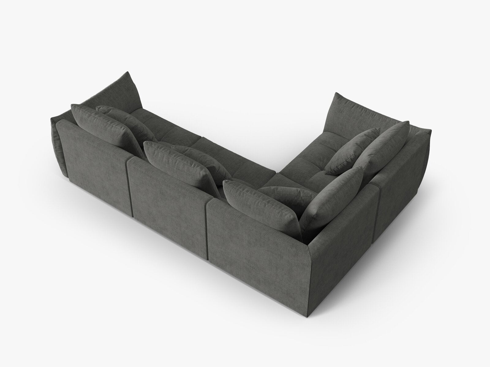 Micadoni Ecksofa Bloom 4-Sitzer Strukturierter Stoff Wind Dunkelgrau Links
