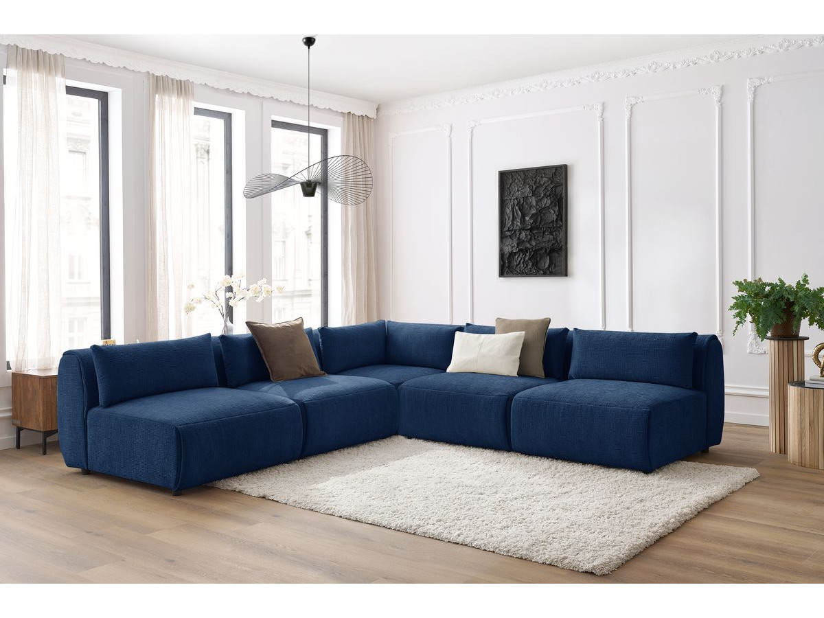 Bobochic Jeanne Ecksofa 299 × 299 cm Strukturstoff Dunkelblau