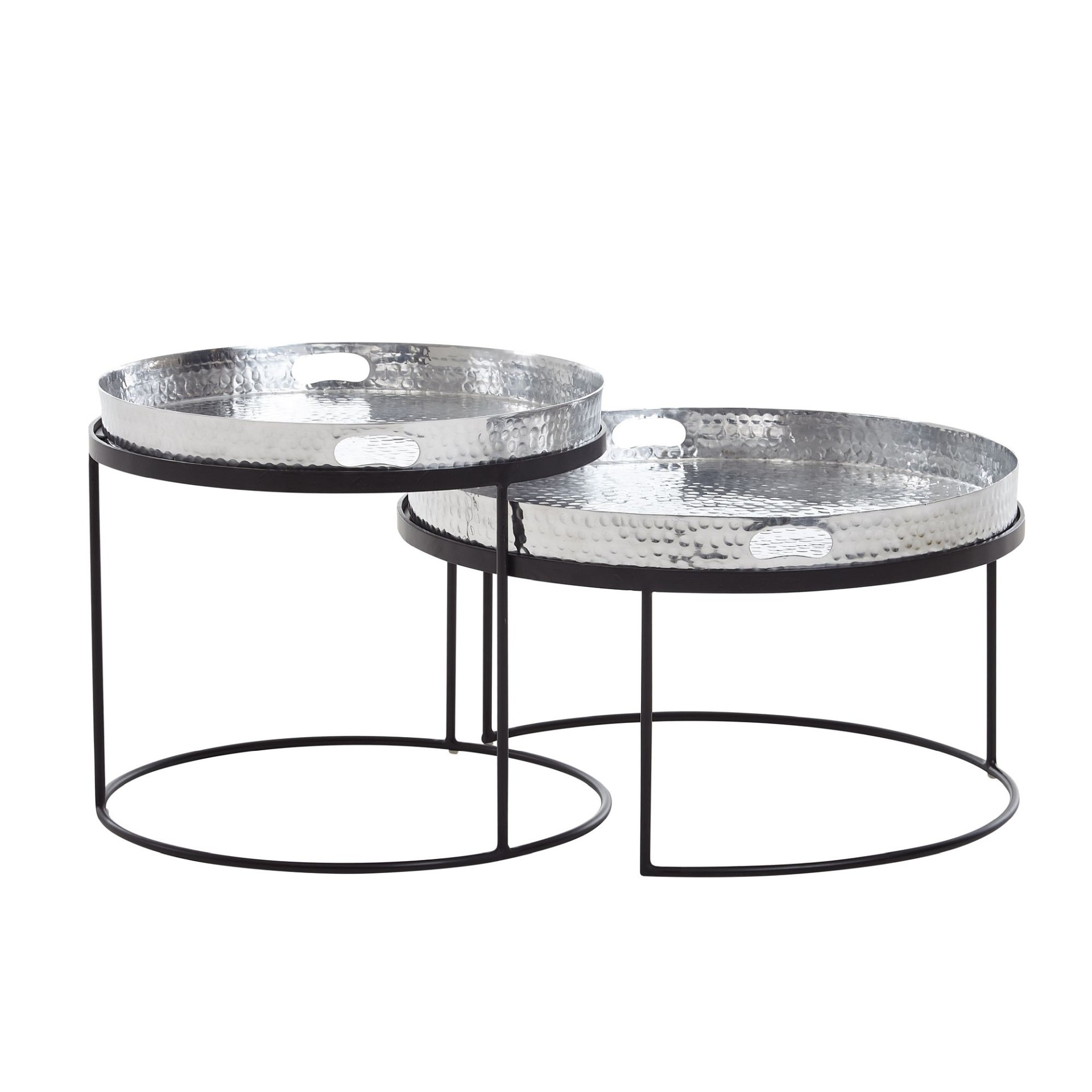 Satztisch 2er-Set Grafarholt Aluminium Silber Ø 56 cm