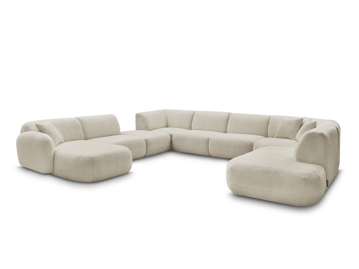 Bobochic Anda Wohnlandschaft mit Pouf 396 × 357 cm Chenille Beige Ecke links