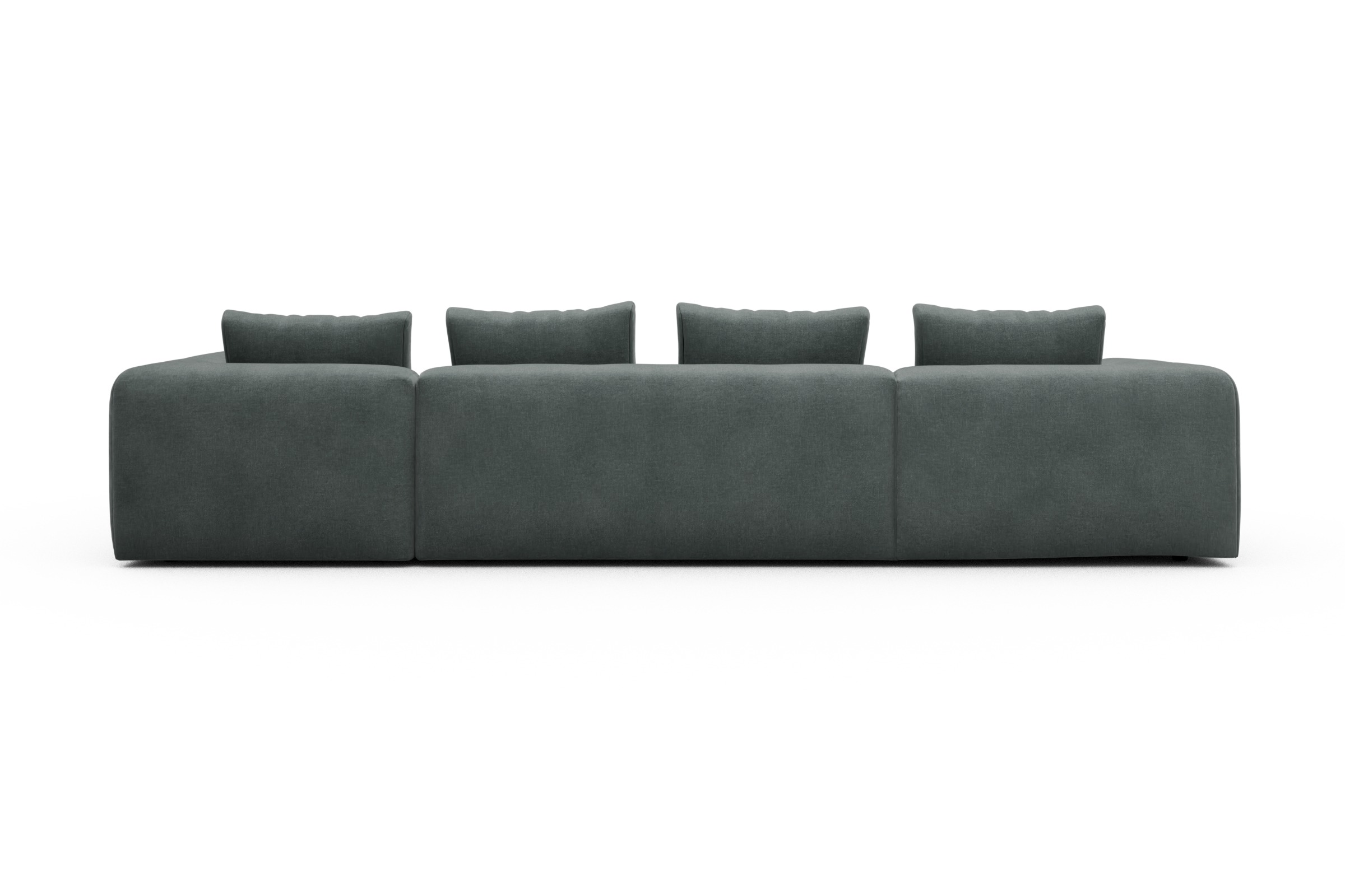 Wohnlandschaft Fred Chaiselongue links mit 2-Sitzer und lange Armlehne rechts Smooth-Silver-Grey
