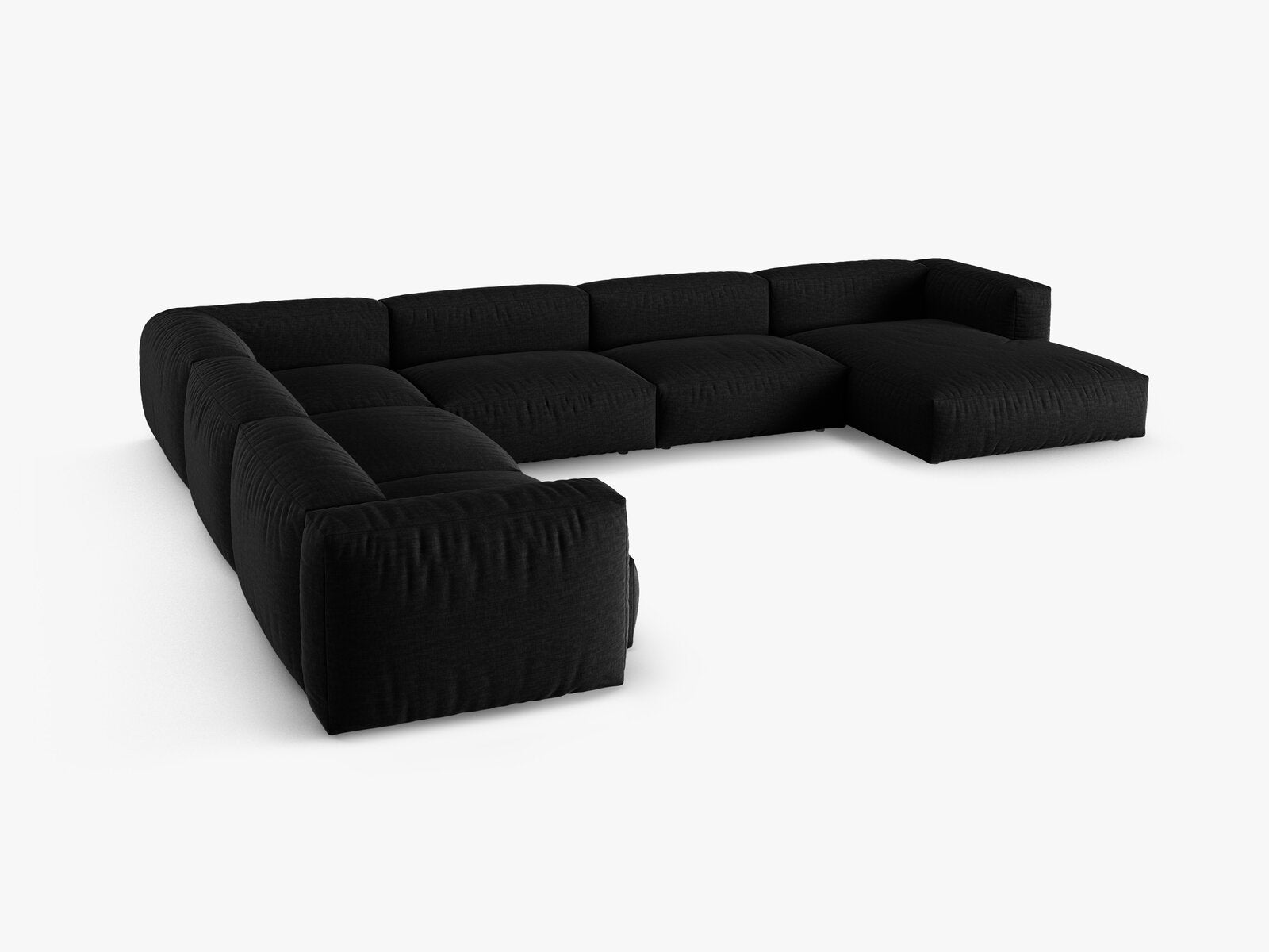 Micadoni modulares Ecksofa XL Martina 6-Sitzer 90cm Sitztiefe Links Strukturierter Stoff Boston Schwarz