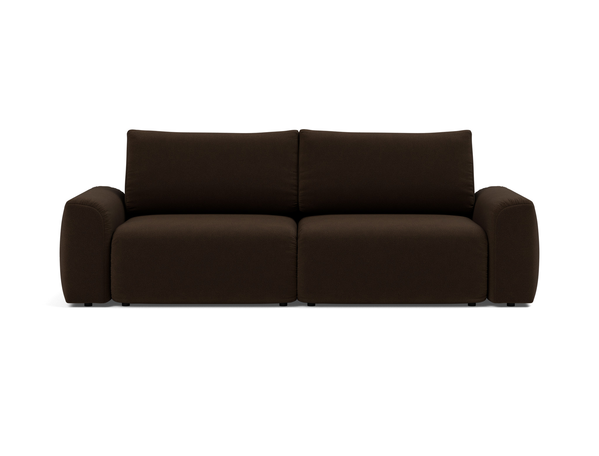 Schlafsofa Norum mit Chunky-Armlehnen Strukturierter Stoff Taura 358-Chocco