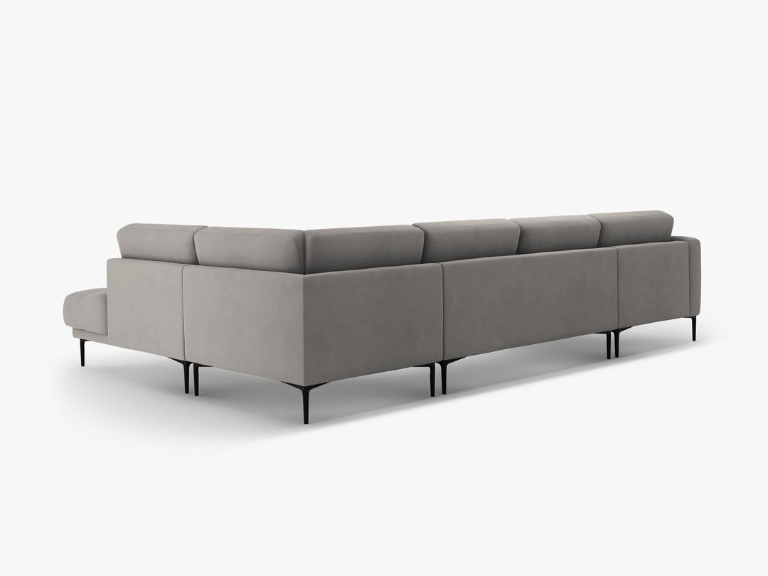 Micadoni Panorama Ecksofa Bemy 7-Sitzer Rechts Samt Grau