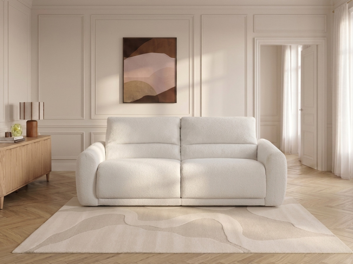 Bobochic Minorque Schlafsofa 2,5-Sitzer Chenille Weiß, Liegefläche 140 × 200 cm