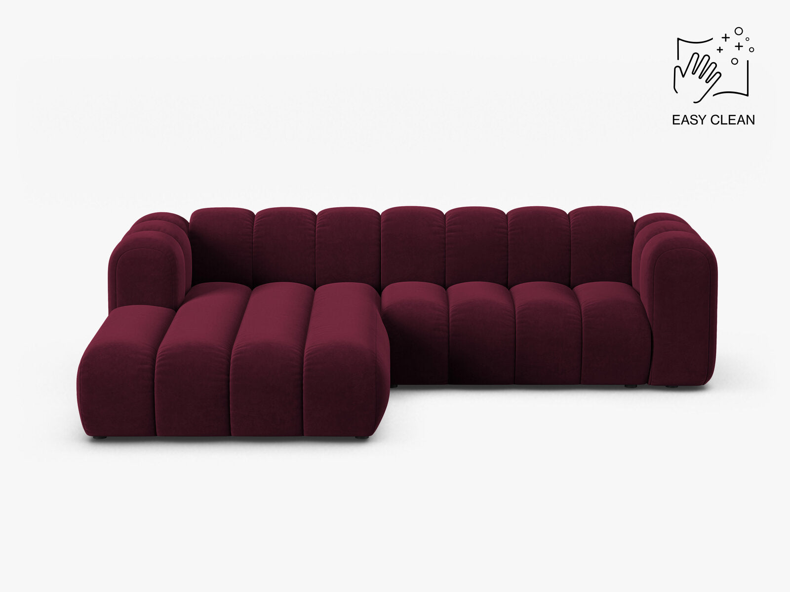 Micadoni Modulares Ecksofa Lupine 4-Sitzer mittelgroß Links Samt Venus Burgunder
