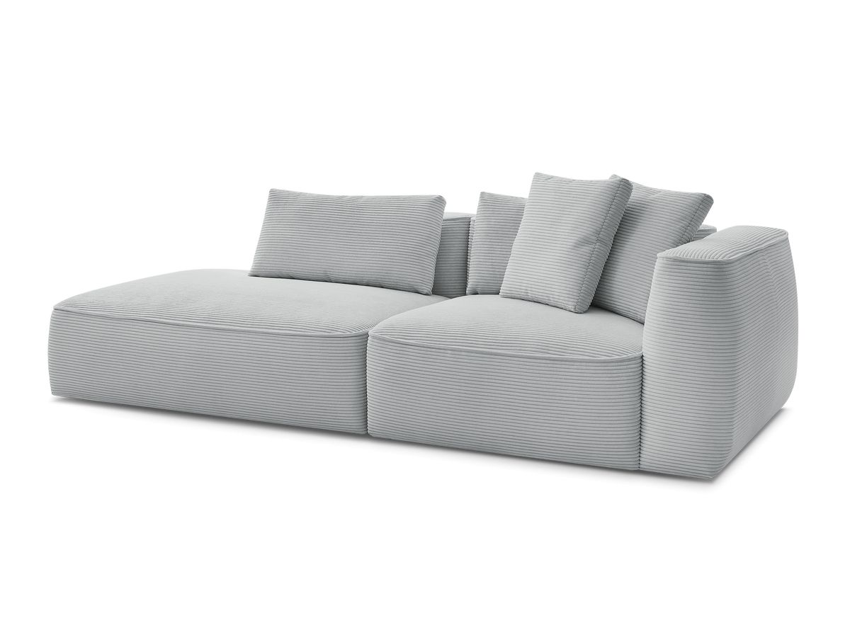 Bobochic Leopold Sofa 3-Sitzer Cordsamt Hellgrau Armlehne rechts