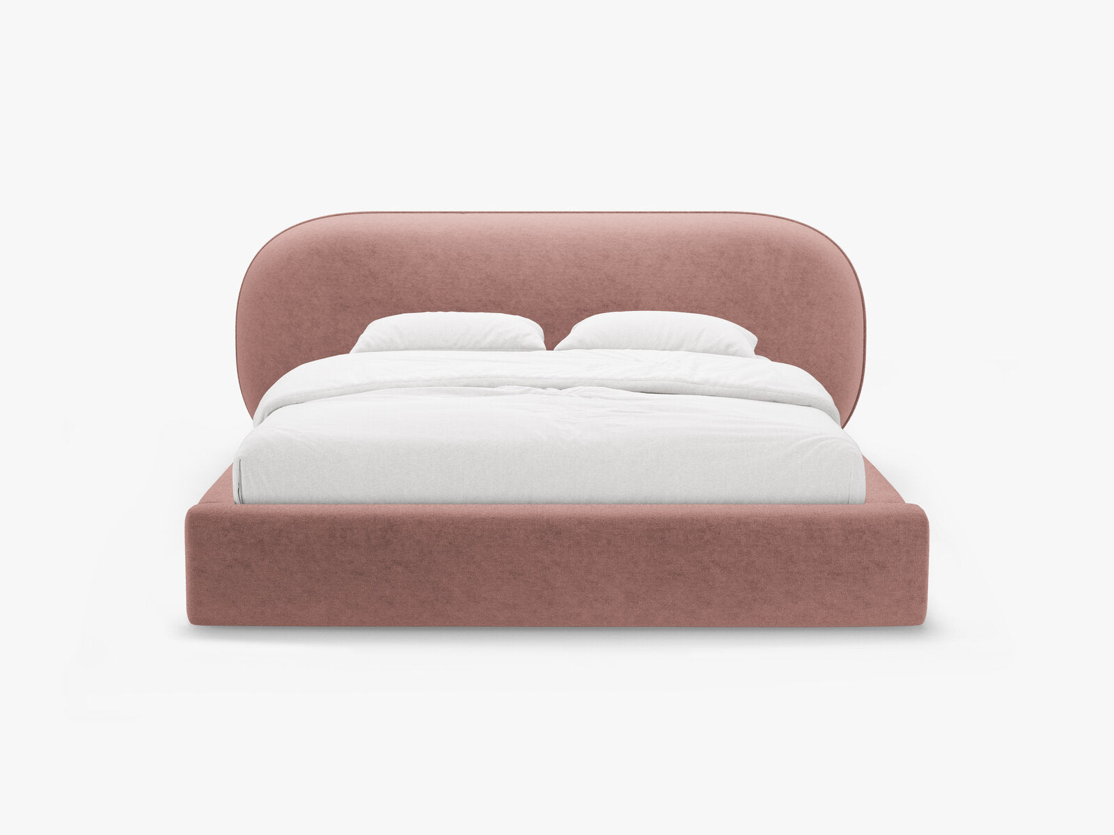 Micadoni Stauraumbett mit Kopfteil Ovalo Chenille Perfect Harmony Rosa 180x200