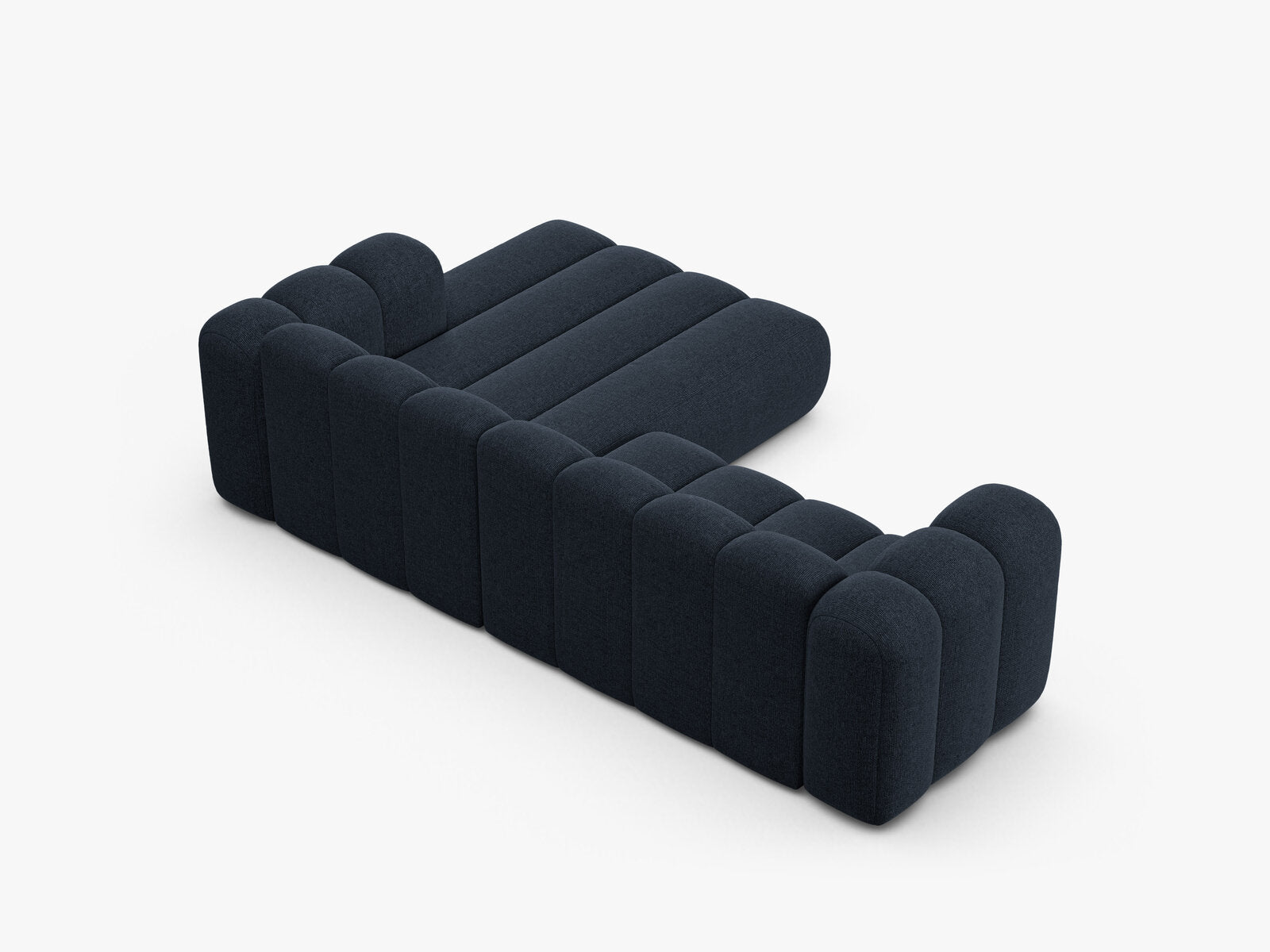 Micadoni Modulares Ecksofa Lupine 4-Sitzer mittelgroß Rechts Chenille Eden Marineblau