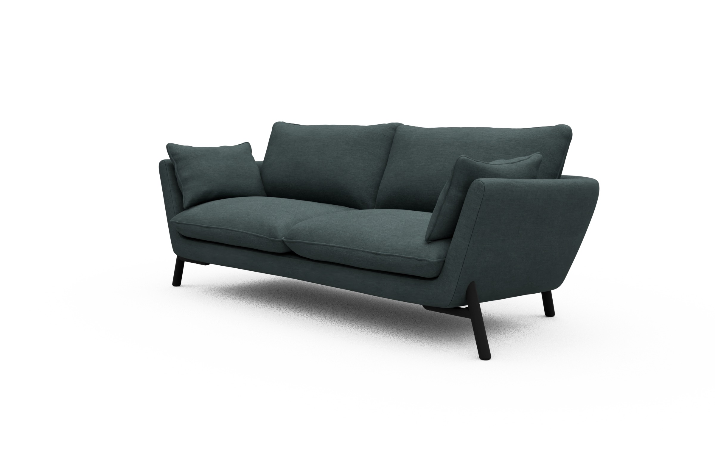 Sofa Emil 3-Sitzer Beinfarbe Eiche Schwarz Vivus-Blue