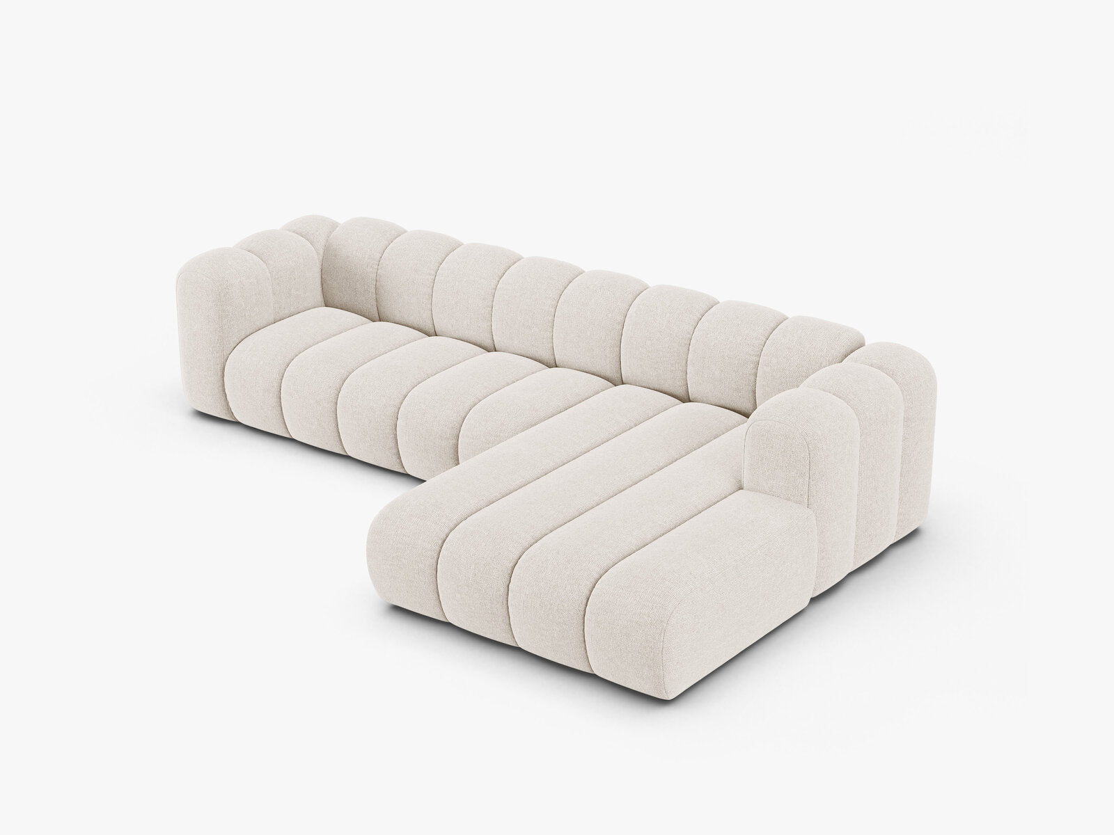 Micadoni Modulares Ecksofa Lupine 4-Sitzer Rechts Chenille Eden Helles Beige