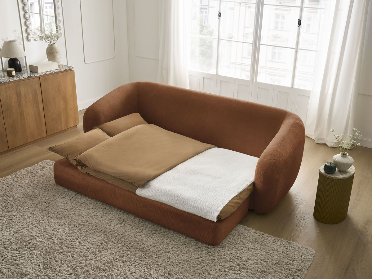 Bobochic Neyo Schlafsofa 3-Sitzer Stoff Orange