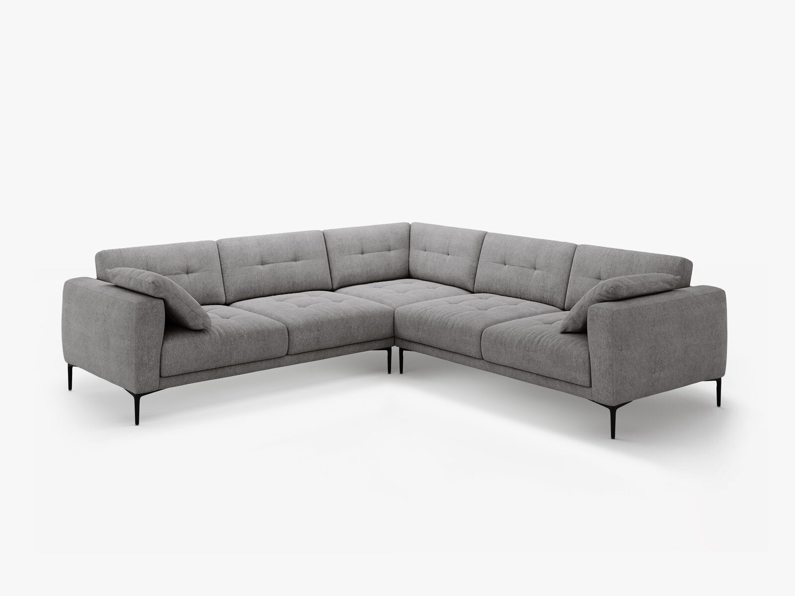 Micadoni Ecksofa Bemy 5-Sitzer Strukturierter Stoff Grau