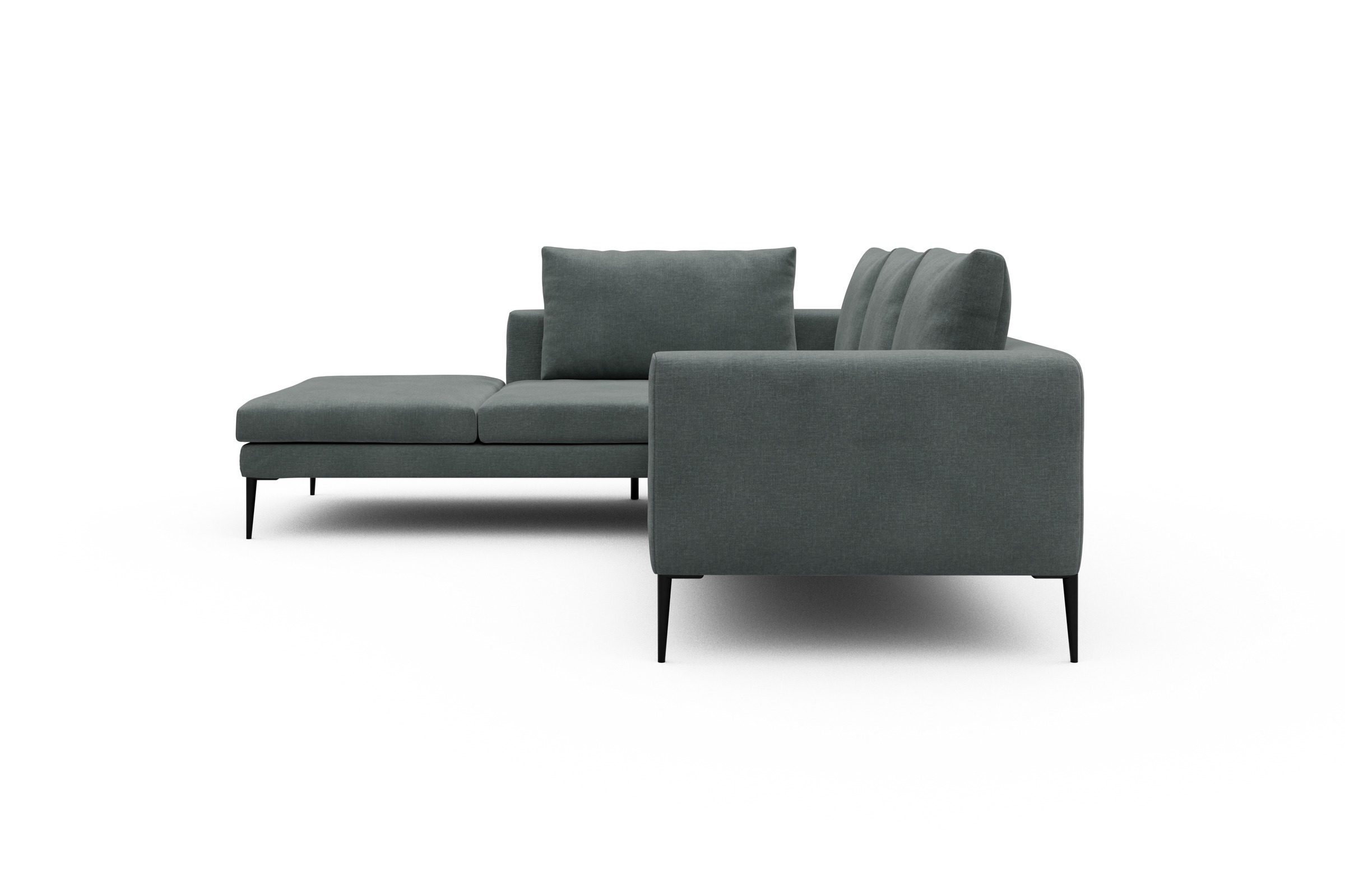 Ecksofa Paul Relax-Ecke links mit 2-Sitzer Smooth-Silver-Grey
