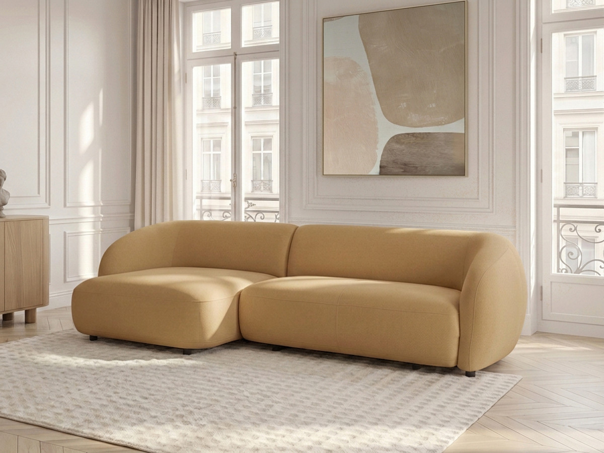 Bobochic Halo Ecksofa mit Schlaffunktion Stoff Gelb Ecke links