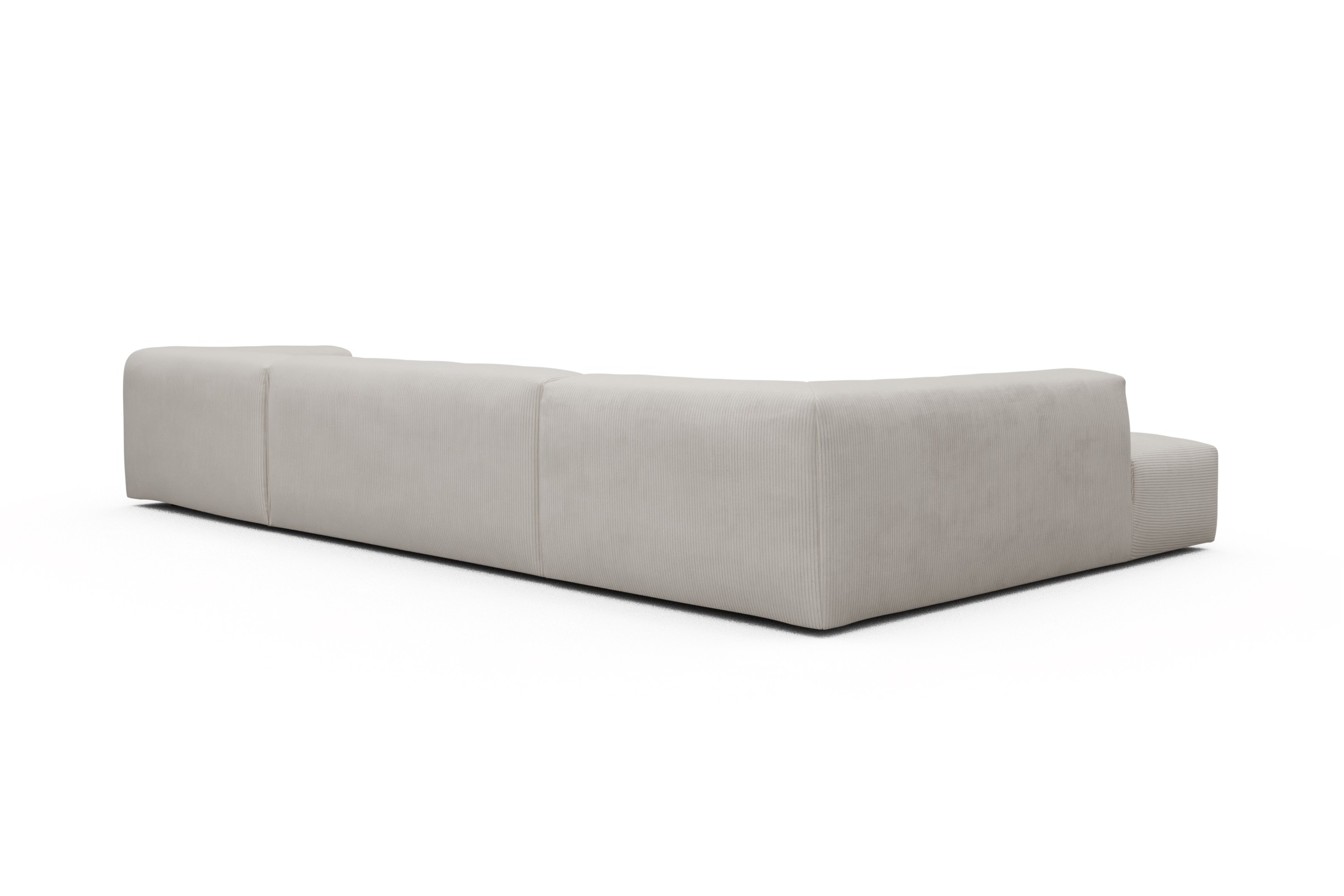 Wohnlandschaft Fred Relax-Ecke links mit 2-Sitzer und Chaiselongue rechts Kord Corduroy 594-Ivory
