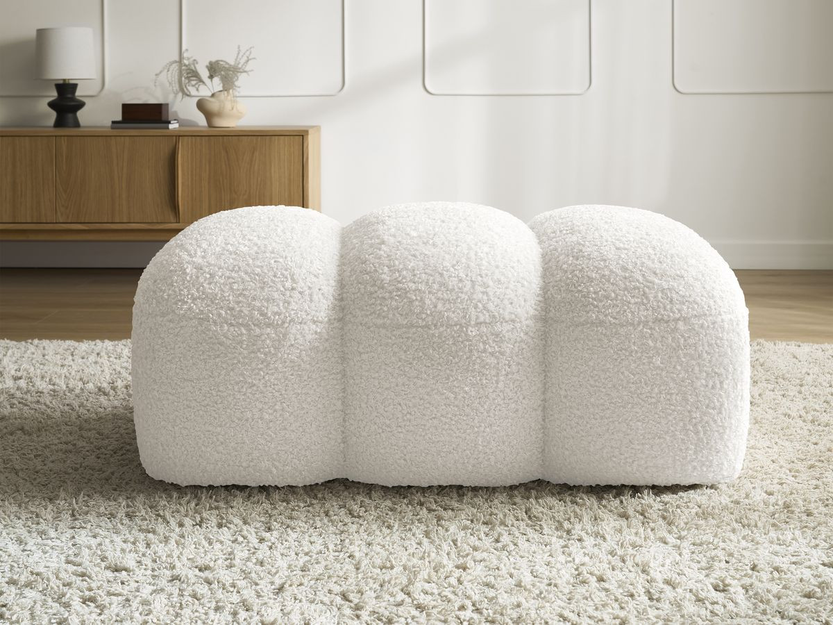 Bobochic Hippolyte Pouf Bouclé-Stoff Weiß