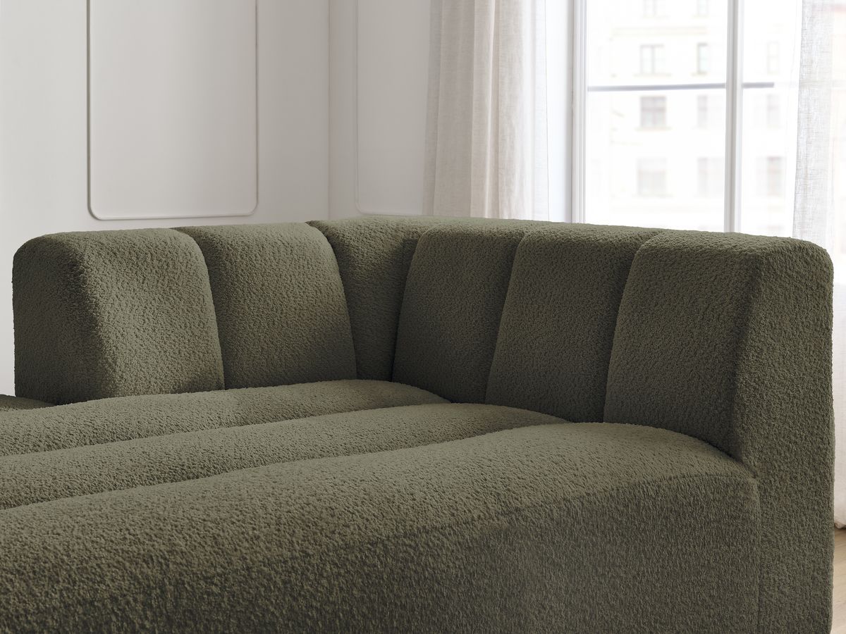 Bobochic Annecy Méridienne-Modul Bouclé-Stoff Grün Ecke links