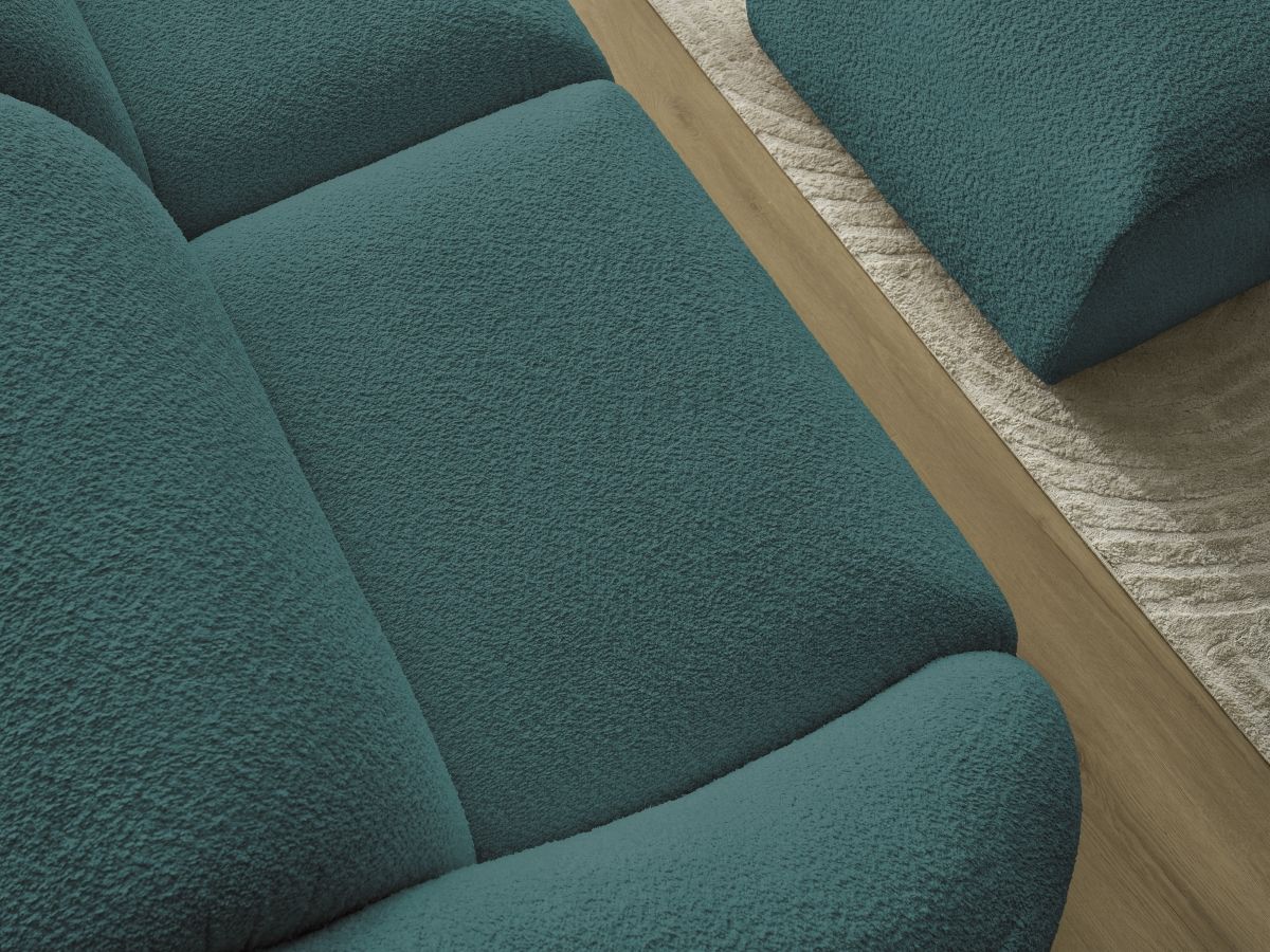 Bobochic Tina Sofa 4-Sitzer mit Pouf Bouclé-Stoff Hellblau
