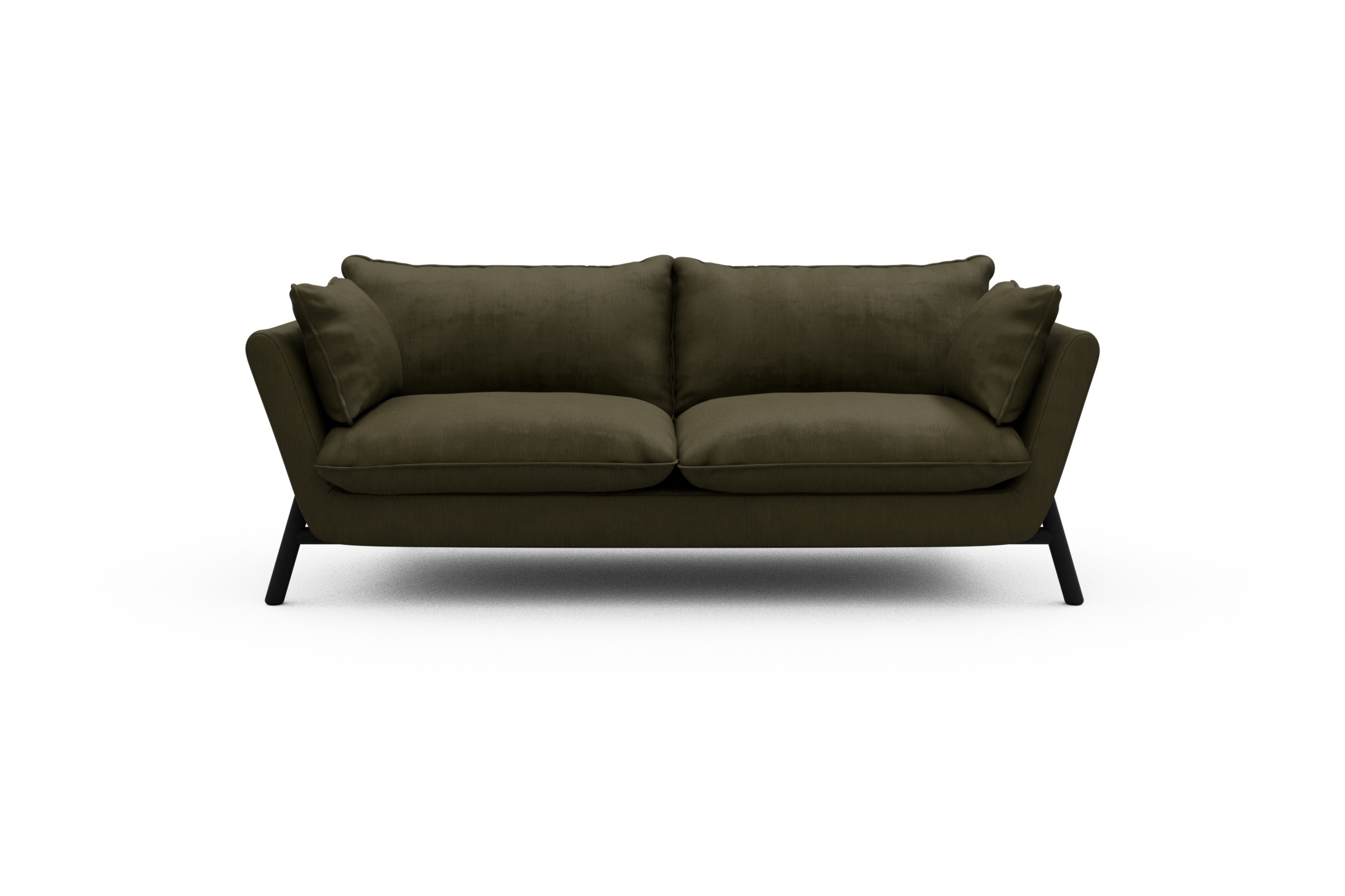 Skandi Home Sofa Emil PREMIUM 2-Sitzer Beinfarbe Eiche Schwarz Cordufine-Pine-Green moebelfaktor