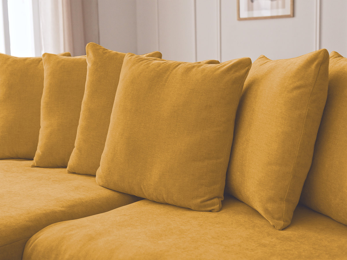 Bobochic Enore Ecksofa mit Pouf Stoff Gelb Ecke links