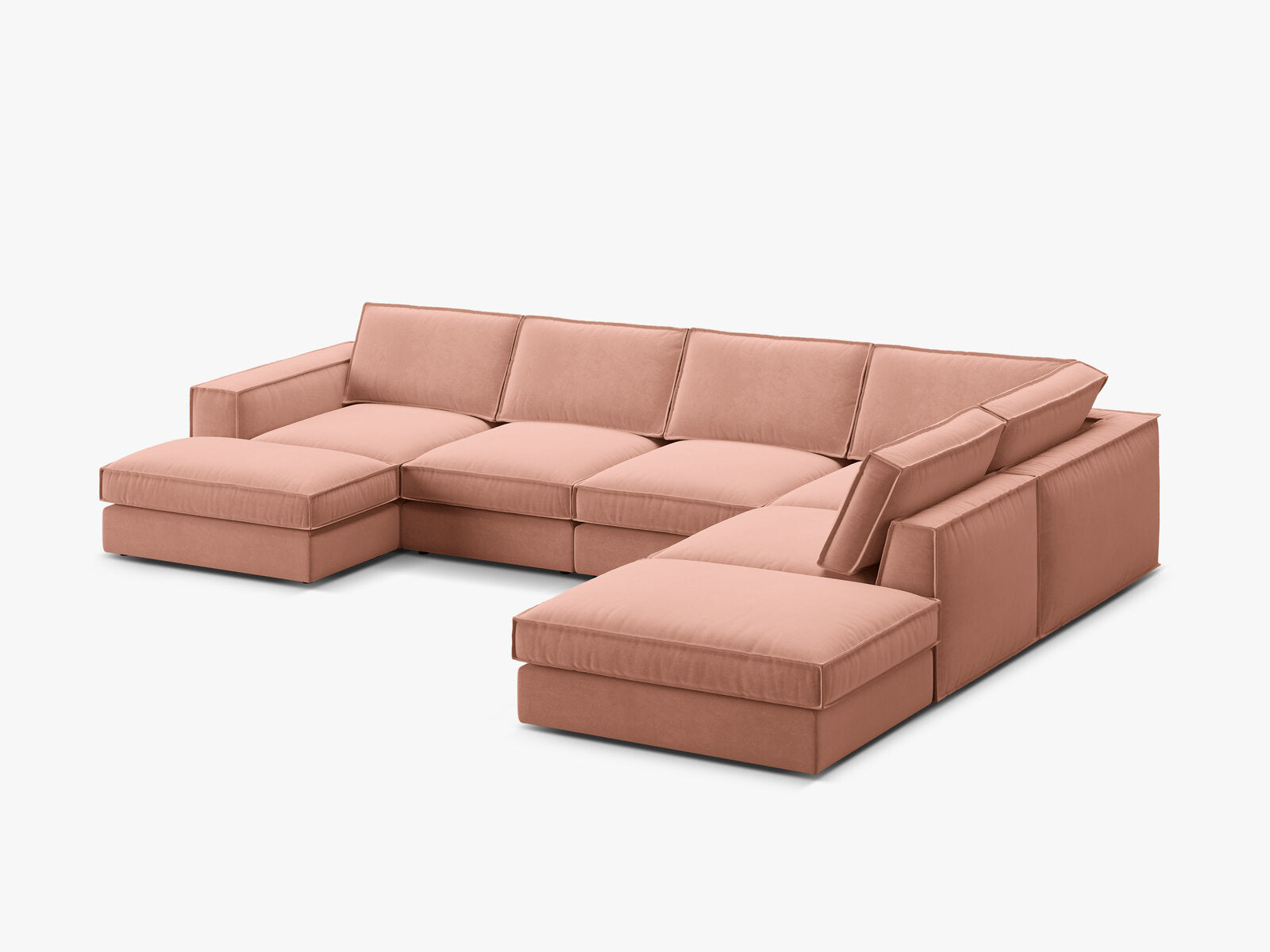 Micadoni modulares Panorama Ecksofa Pola 5-Sitzer Rechts Samt Salvador Rosa