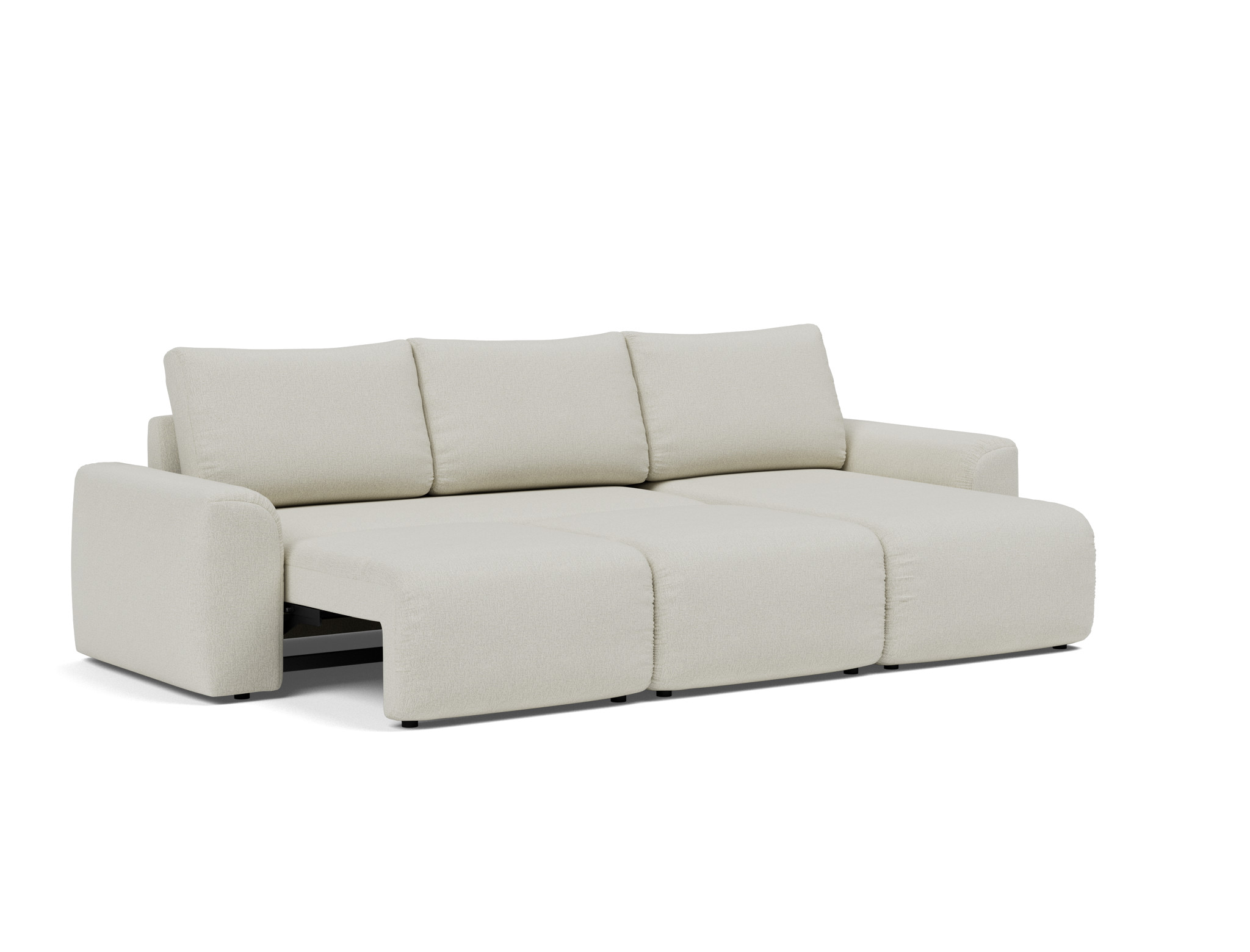 Schlafsofa Norum mit Chaiselongue und Chunky-Armlehnen Flachgewebe Mixed Dance 527-Natural