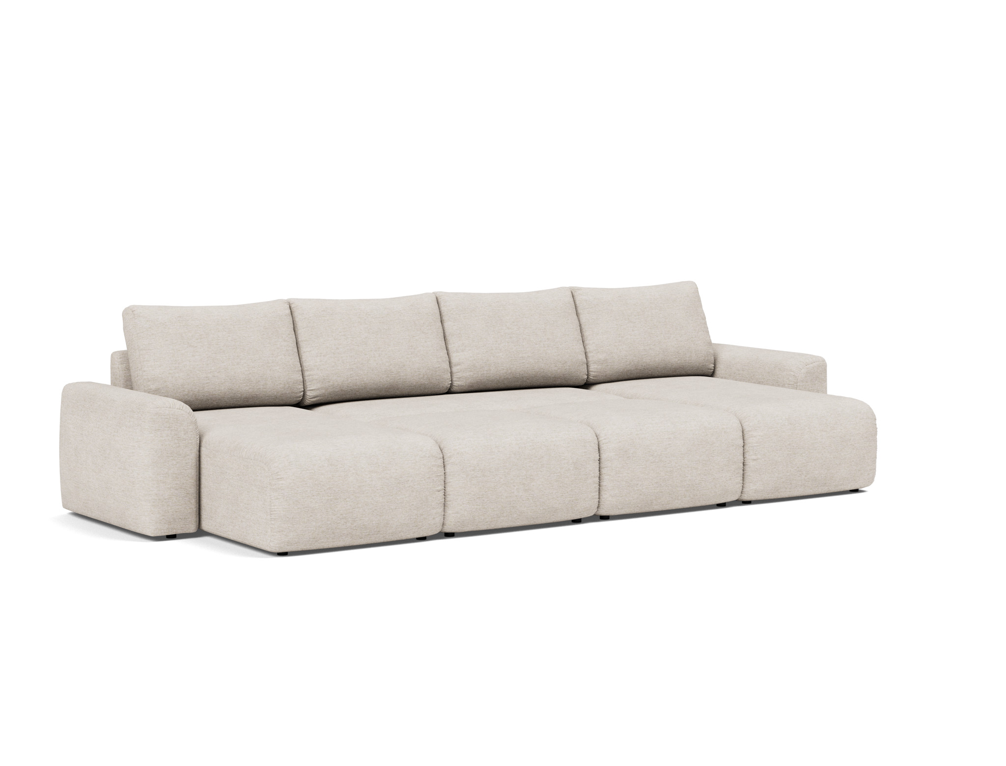 Schlafsofa Norum U-Form mit Chunky-Armlehnen Chenille Yuveno 470-Natural
