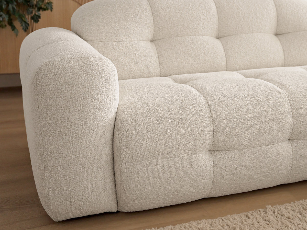 Bobochic Laura Ecksofa mit kleinem Pouf Melange-Stoff Beige Ecke rechts