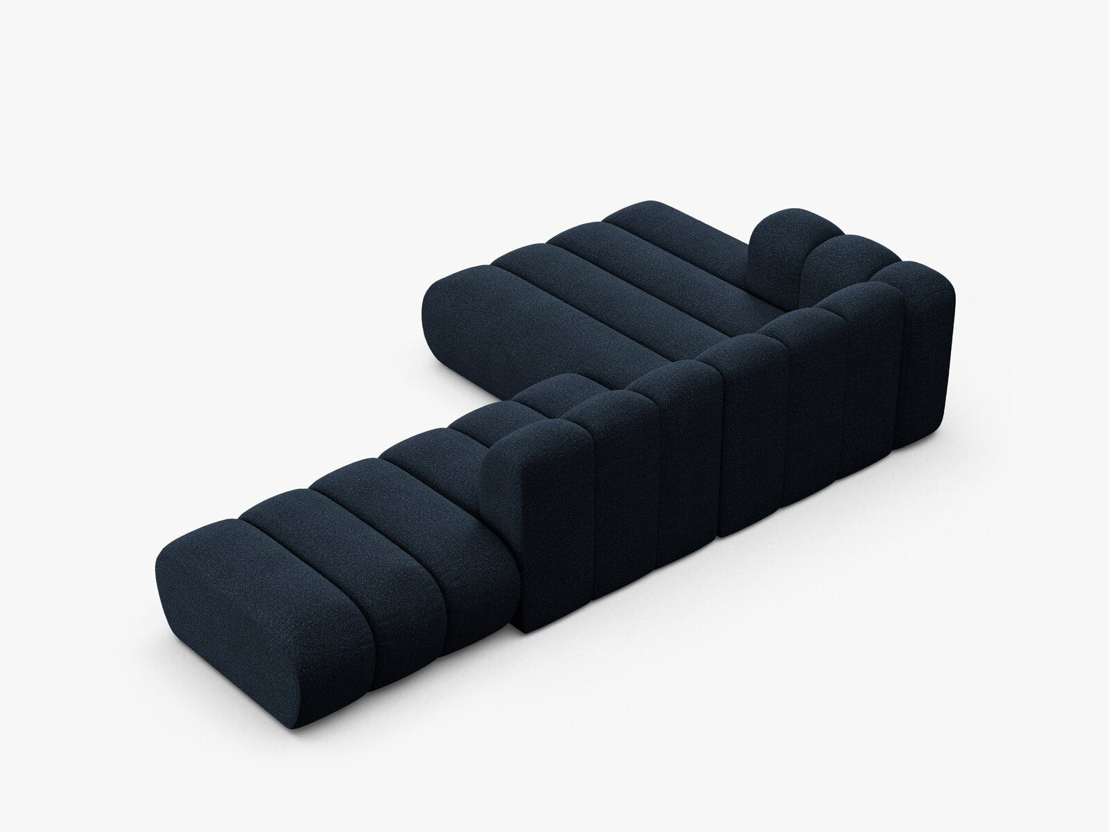 Micadoni Modulares Ecksofa offen Lupine 5-Sitzer Links Boucle Baloo Dunkelblau