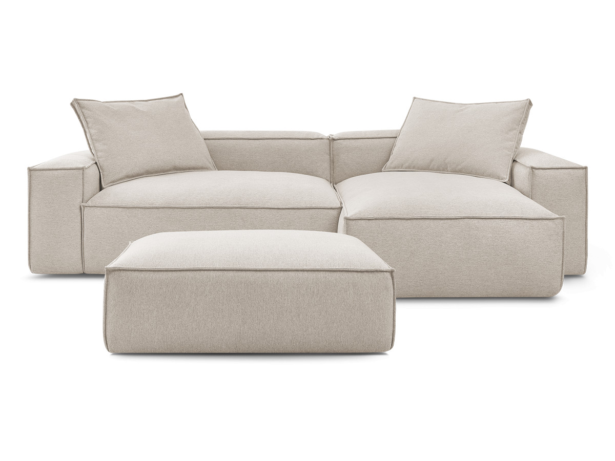 Bobochic Boheme Ecksofa mit Pouf Melange-Stoff Beige