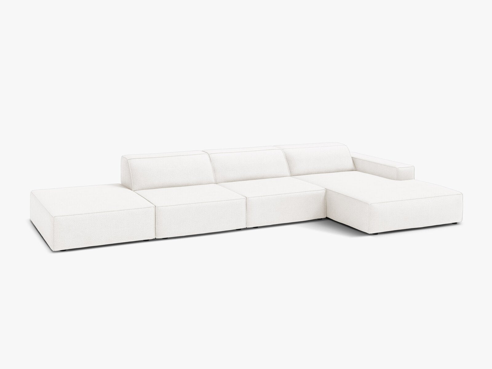 Micadoni Ecksofa Jodie 5-Sitzer Rechts Boucle Baloo Weiß