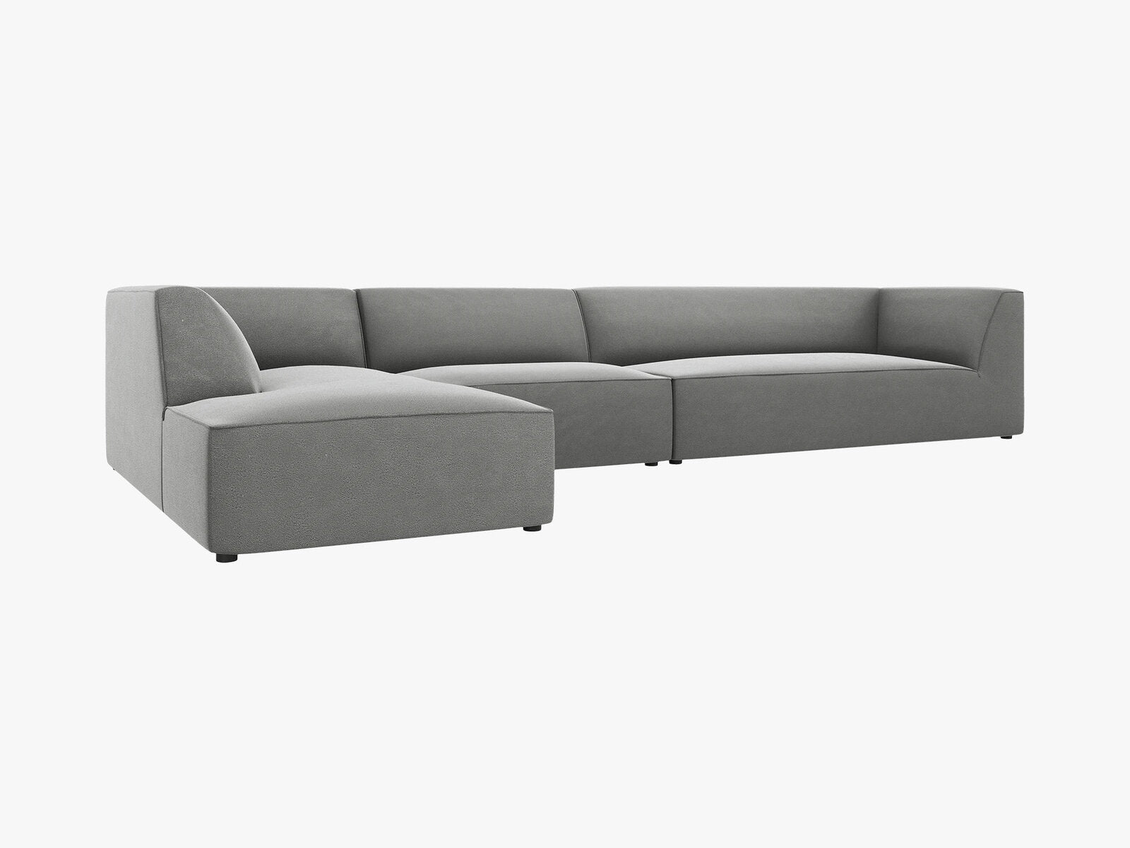 Micadoni Ecksofa Ruby 5-Sitzer Links Samt Salvador Grau