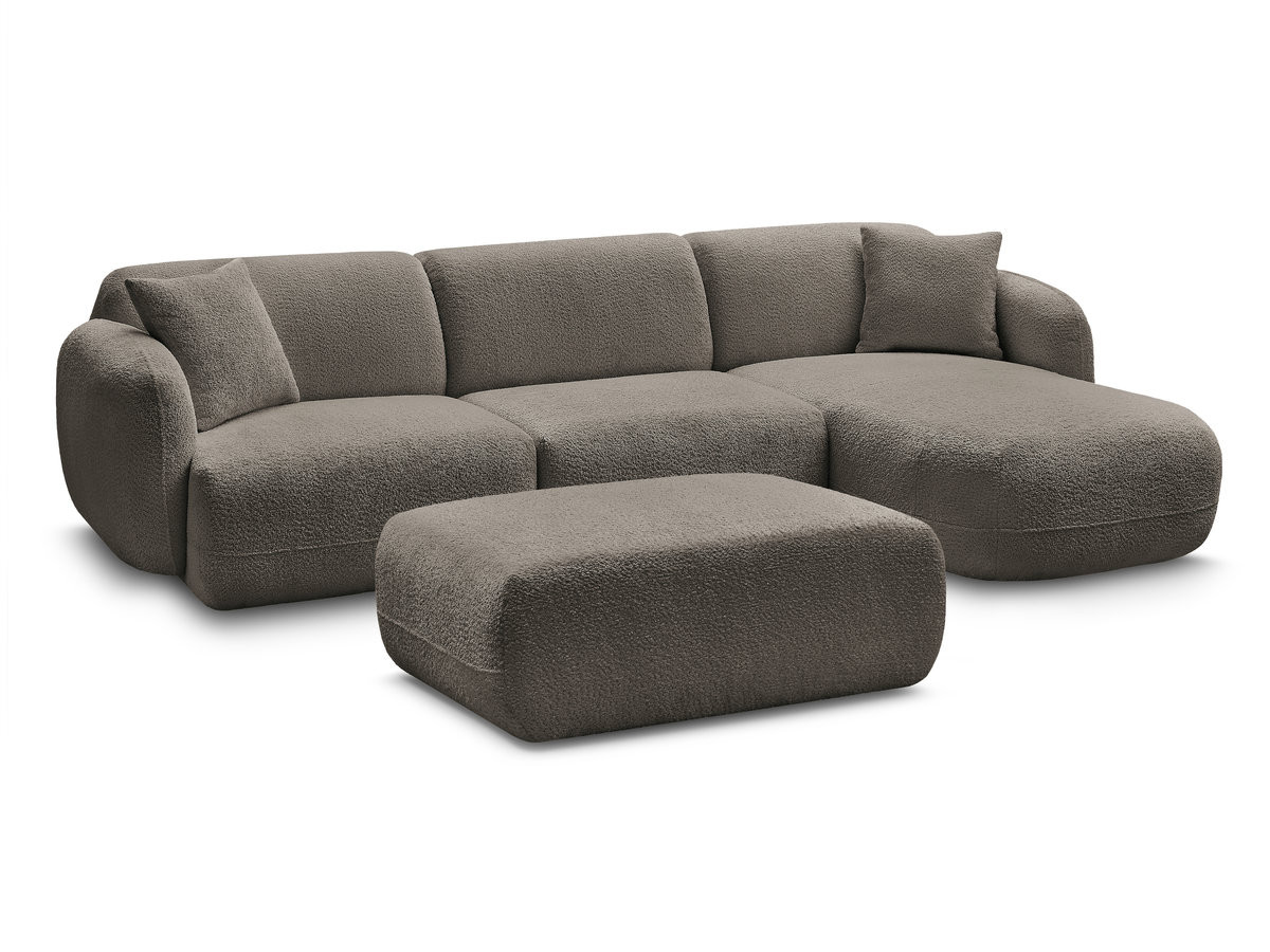 Bobochic Anda Ecksofa mit Pouf 292 × 163 cm Chenille Taupe Ecke rechts
