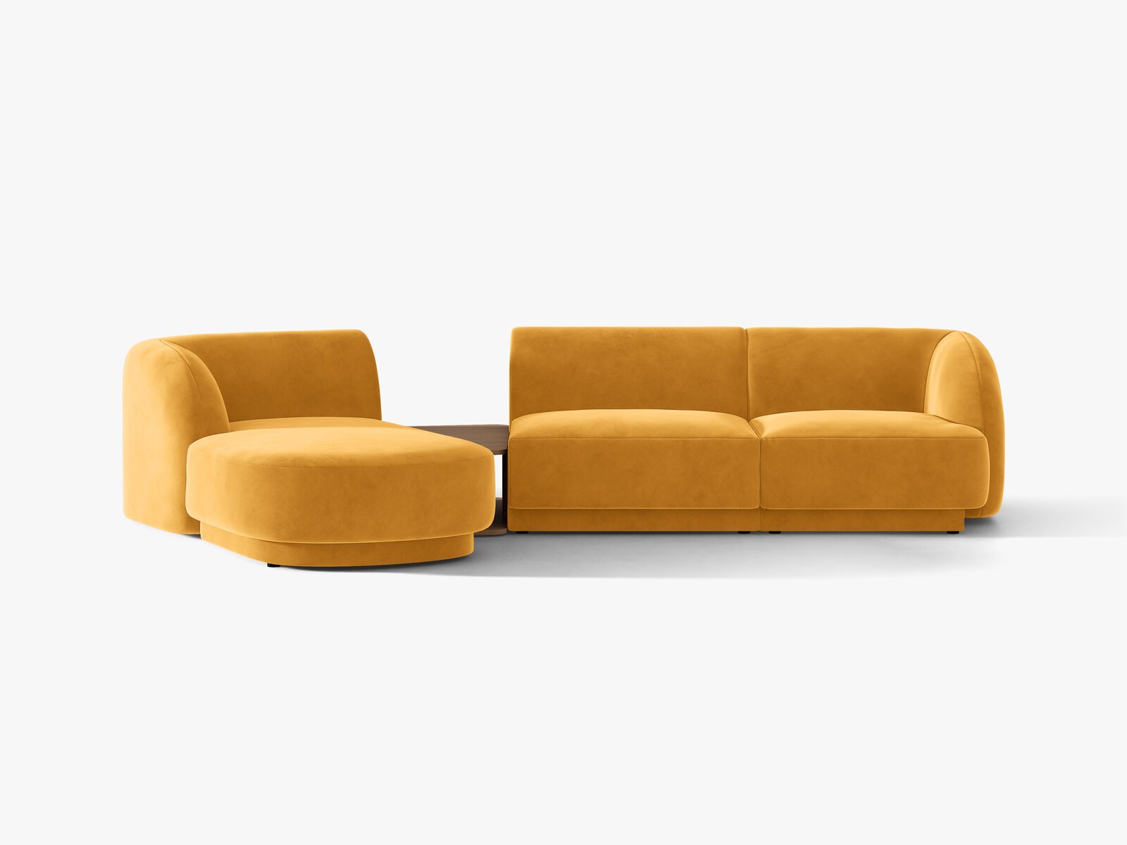 Micadoni Modulares Sofa Miley mit Recamiere 3-Sitzer Links Samt Venus Gelb
