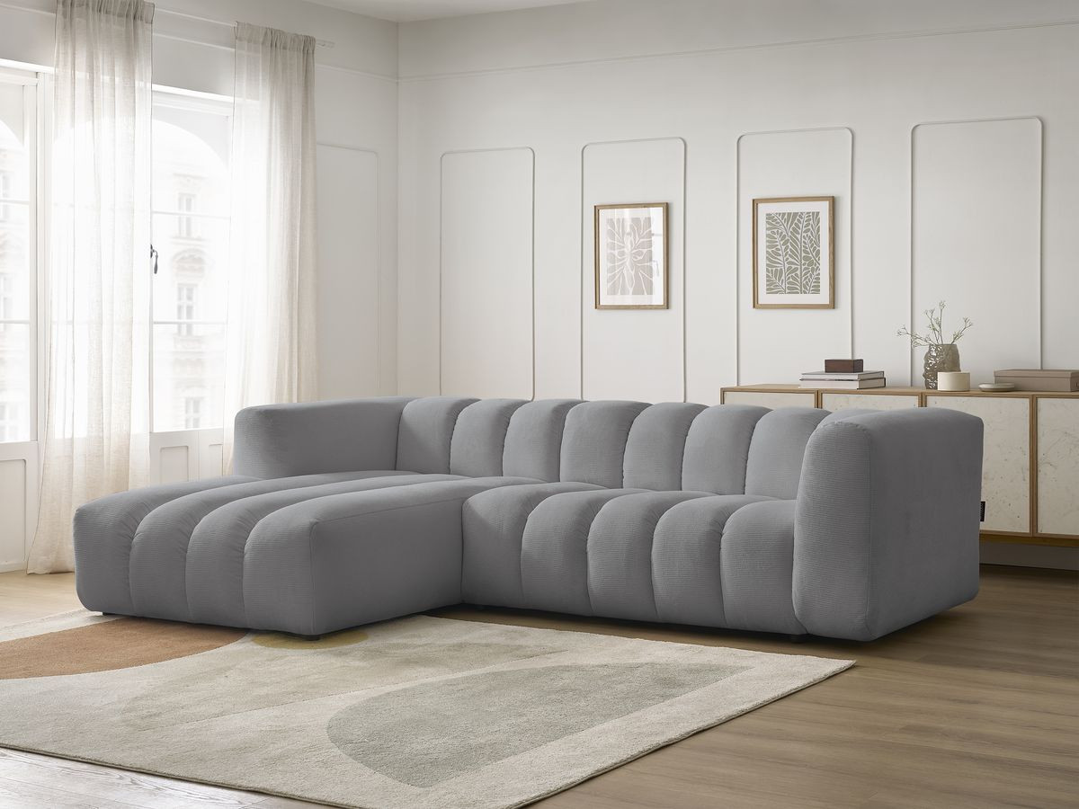 Bobochic Talia Ecksofa Melange-Stoff Hellgrau Ecke links