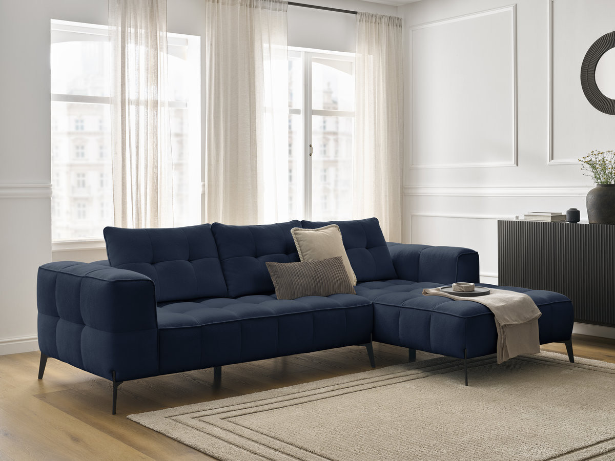 Bobochic Anis Ecksofa Strukturstoff Blau Ecke rechts