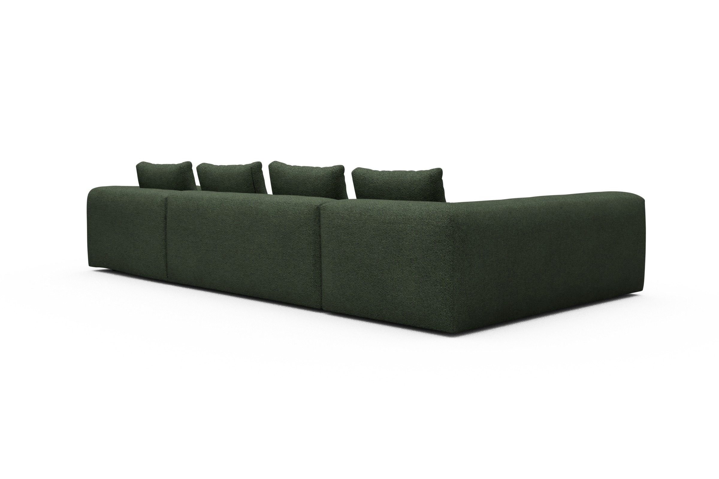 Wohnlandschaft Fred Chaiselongue rechts mit 2-Sitzer und lange Armlehne links Vanora-Deep-Green