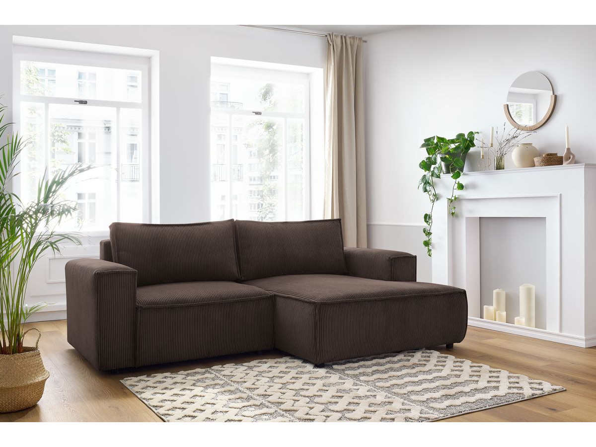 Bobochic Nihad Ecksofa Cordsamt Braun Ecke rechts