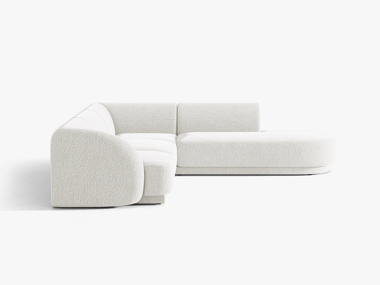 Micadoni Ecksofa Miley 6-Sitzer Rechts Boucle Baloo Weiß