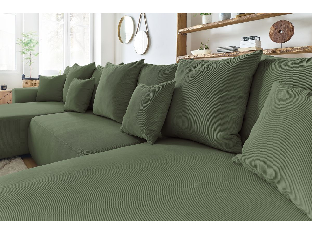Bobochic Envy Wohnlandschaft mit Pouf Cordsamt Grün