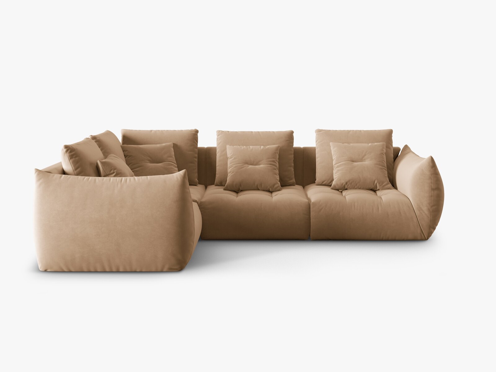 Micadoni Ecksofa Bloom 4-Sitzer Links Samt Sand