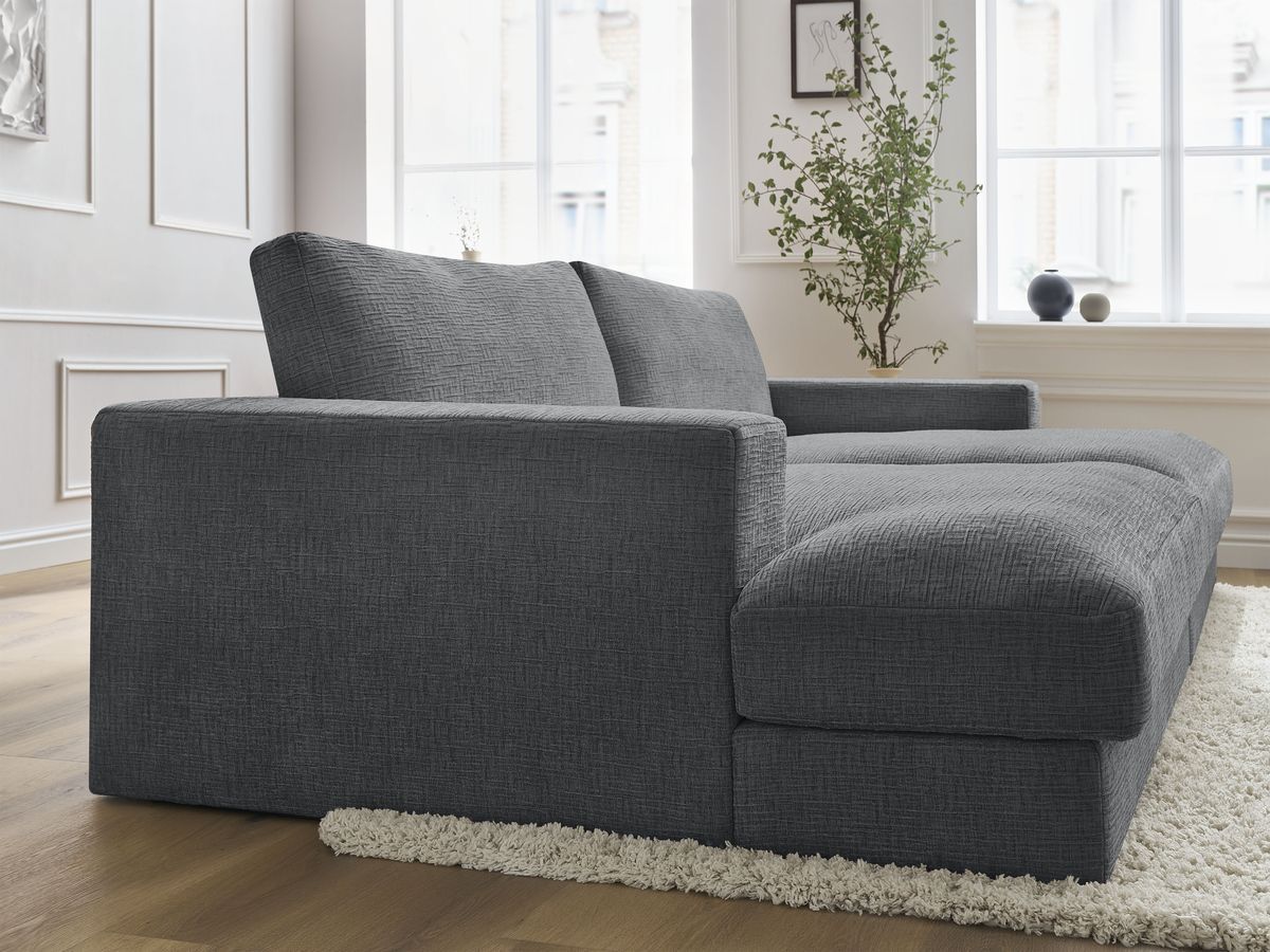 Bobochic Leonard Sofa 4-Sitzer 234 × 159 cm Strukturstoff Dunkelgrau