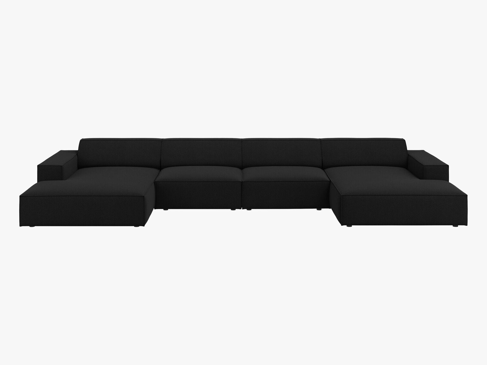 Micadoni Panorama-Sofa Jodie 6-Sitzer Strukturierter Stoff Megan Schwarz