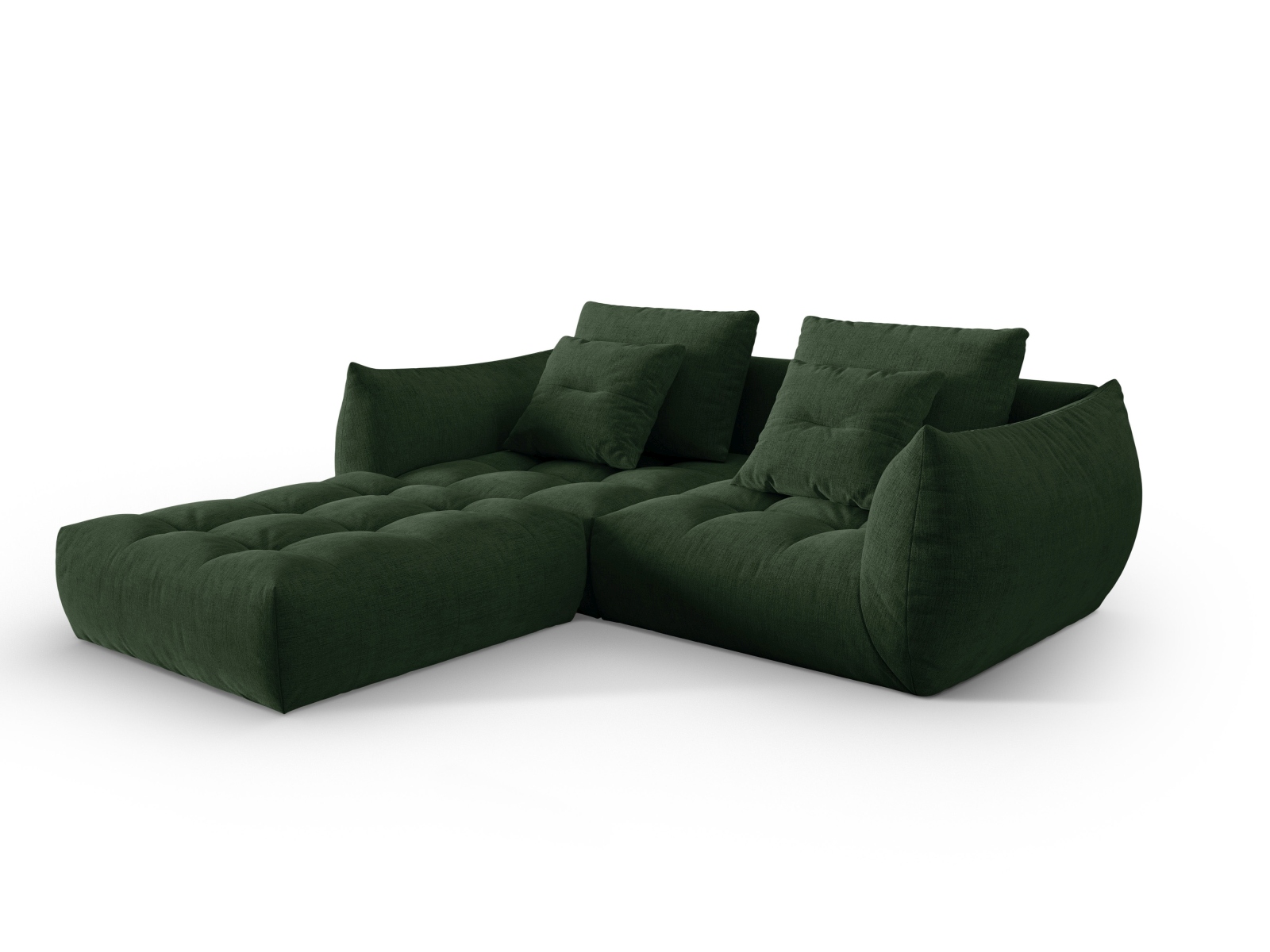 Micadoni Ecksofa Bloom 3-Sitzer Strukturierter Stoff Moßgrün