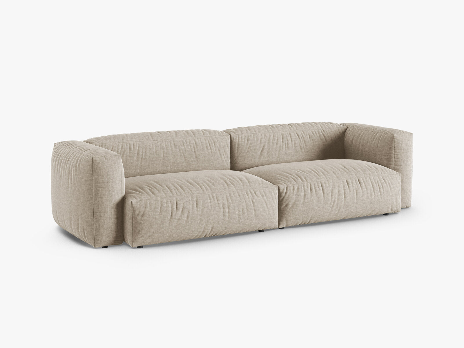 Micadoni Sofa Martina 4-Sitzer 90cm Sitztiefe Strukturierter Stoff Boston Helles Beige